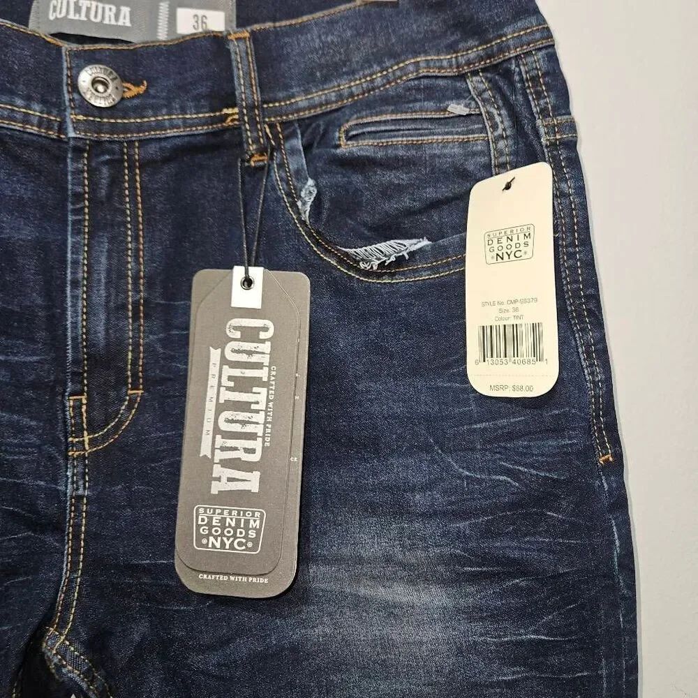 Cultura Premium Men's Skinny Fit Natural Flex Comfort Stretch Jeans Size 36 x 32 - Picture 4 of 8
